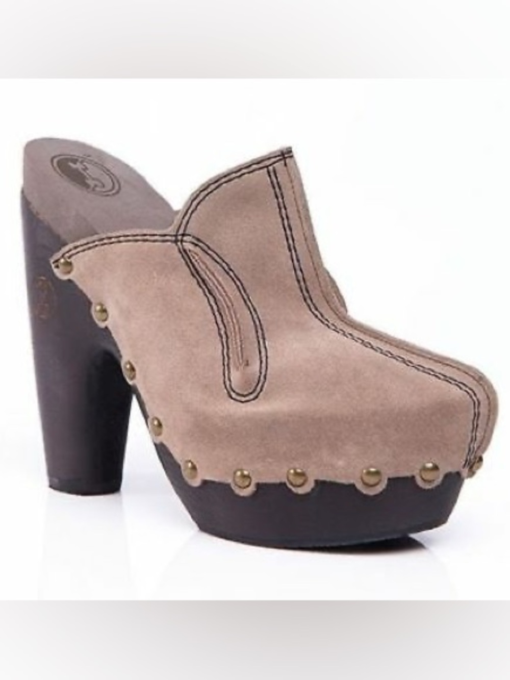 Flogg Diana suede studded clog mule heels